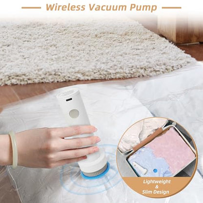 Travel Vacuum Bags with Rechargeable Pump,8 Pack Vacuum Storage Seal Bags for Clothing Suitcase Backpack, Space Saver Compression Clothes Storage Bag (8 Large+Electric Pump) - style: 8 Large+Electric Pump