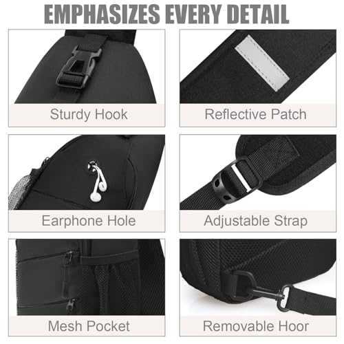 Pritent Crossbody Bags for Women Men Trendy Sling Bag Backpack Casual Chest Bag with Convertible Shoulder Strap - color: Black, size: Medium