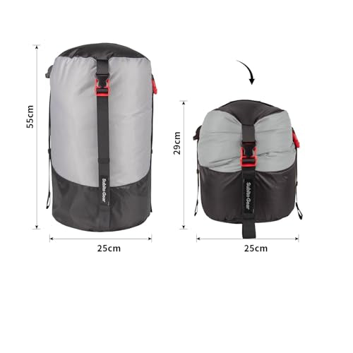 70D Nylon Compression Stuff Sack for Sleeping Bag, Ultralight Stuff Bag Organizer 1L/5L/7L/17L/25L for Traveling Camping Hiking Backpacking - color: Gray (18-25L)