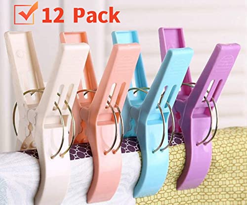 Strong Beach Chair Towel Clips Heavy Duty Pool Cover Clamps Cruise Ship Plastic Travel Clothespins Pack 12 - color: 4.3inch Plastic Clothespins Pack 12