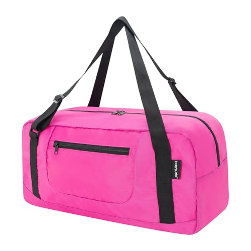 HOLYLUCK Foldable Travel Duffel Bag For Women & Men Luggage Great for Gym - Fuchsia - color: Fuchsia, size: 30L