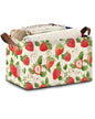 Strawberry Storage Baskets,Leaves Foldable Large Capacity Organizer Bins with Waterproof Lining and Leather Handles for Closet,Shelf,Bedroom 17x11.5x10Inch - color: Strawberry Leaves