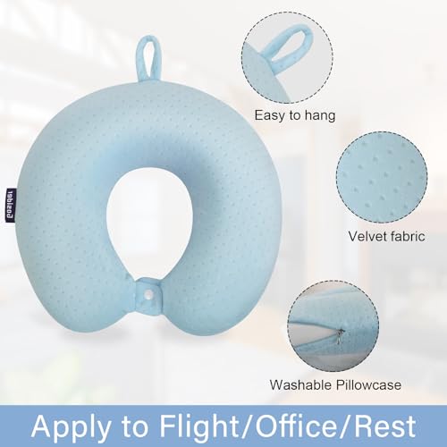 Travel Neck Pillow Memory Foam Pillow Support Pillow U Shape Compact & Lightweight Neck Pillow for Sleeping Travel for Plane, Car, Home, Office Camping Light Blue - color: Light Blue