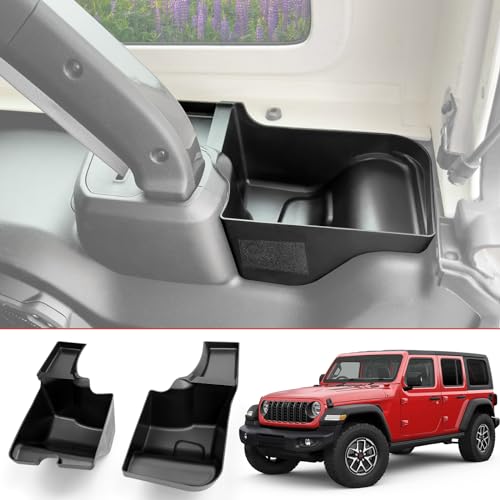 Trunk Side Storage Bin Fit for 2024 Jeep Wrangler JL Unlimited Cargo Organizer Tray Wheel Well Storage Box for Wrangler JL 4 Door Accessories, 2PCS(Left+Right, HOOK&LOOP) - color: Smooth Surface, HOOK&LOOP, size: 2024