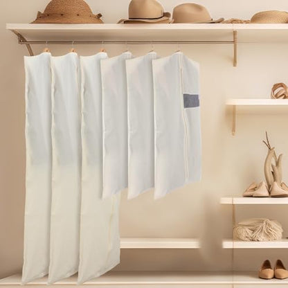 Aliceset 6 Pcs 40'' and 65'' Cotton Garment Bags for Hanging Clothes Canvas Suit Bags for Clothes Coats Jackets Shirts Closet Storage Travel Gusseted Hanging Garment Cover - size: 65 Inches 40 Inches