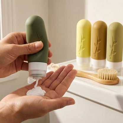 DEPOZA Travel Bottles Kit (16 Pack) - TSA Approved, Leak Proof Silicone Squeezable Containers for Toiletries. Complete Set with Jars, Sprayers & Bag (M-Green) - color: M-Green