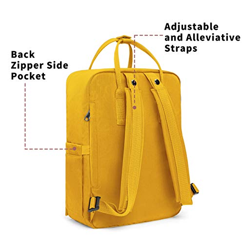 KALIDI Casual Laptop Backpack 15 Inches Classic Camping Rucksack Travel Outdoor Square Daypack College Hiking Gym Bag, Yellow - color: Yellow