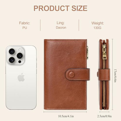 BKNOOU Rfid Blocking Passport Holder for Women and Men, Compact Travel Passport Wallet Leather Travel Wallet Trifold Clutch Wallet, Passport Cover Holds Cards, Tickets, Cash and Pen
