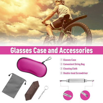 FINTIE Sunglasses Case, Hard EVA Shell Shockproof Sport Glasses Case with Metal Carabiner Travel Zipper Eyeglasses Holder - color: Magenta