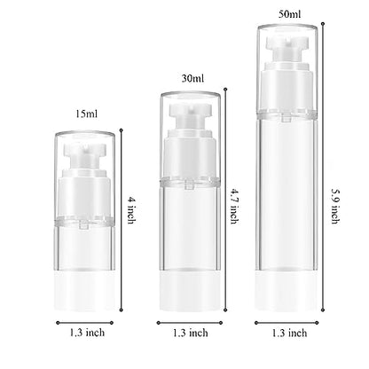 Qeuly 3 Pack Airless Pump Bottles 1.7 oz Travel Size Pump Bottle Lotion Container Refillable Cosmetic Pump Dispensers for Foundation Moisturizer Shampoo Toiletry (SN-50) - color: Sn-50
