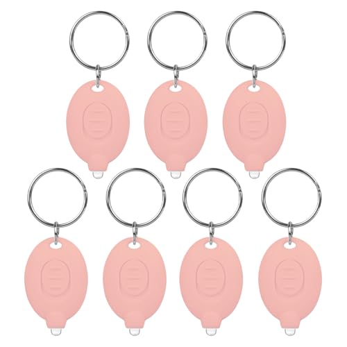 7 Pcs LED Keychain Flashlight Mini Keychain Light Bright Tiny Flashlight Small Portable Flashlight Battery Powered with Key Ring for Outdoor Activities And Emergency Lighting, Light Orange Shells - color: Orange, size: 7 PCS