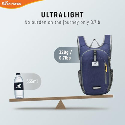 SKYSPER 10L Hiking Backpack Small Foldable Daypack Packable Lightweight Hiking Daypack Travel Day Pack for Women Men - color: Darkblue