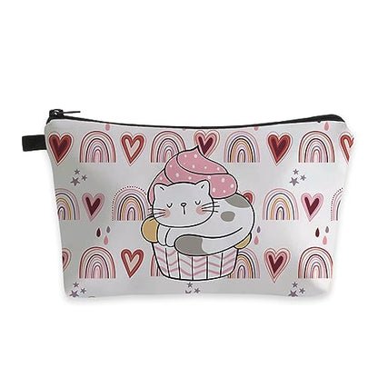 Deanfun Small Makeup Case - Cute and Waterproof Cosmetic Bag for Women(Rainbow, Cat, Cake D5-56370) - color: Rainbow, Cat, Cake 56370