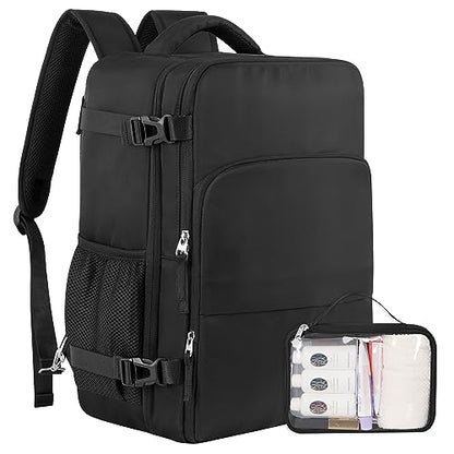 Sinaliy Travel Backpack, Carry on Flight approved Travel Bag with Multi-Pockets, Waterproof 17.3inch Laptop Backpack for Men Women, Black - color: Black, size: X-Large