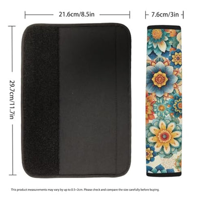 Boho Floral Universal Car Seat Belt Pads Cover Set of 2 Car Seat Belt Pads Cover Soft Anti-Slip Shoulder Strap Protect Universal Fit for Auto Truck Van SUV - color: Boho Floral