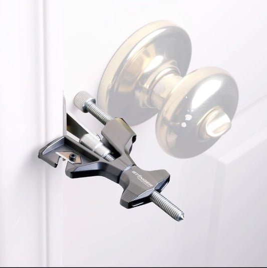 Stinger Metal Portable Door Lock for Travelers — Hotel, Apartment, and Home Door Stopper Security with Built-in Glass Breaker & Seatbelt Cutter, Ideal Travel Safety Lock for Women and Families
