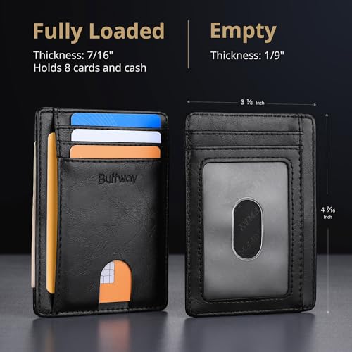 Buffway Slim Minimalist Front Pocket RFID Blocking Leather Wallets for Men and Women - Alaska Black - color: Alaska Black