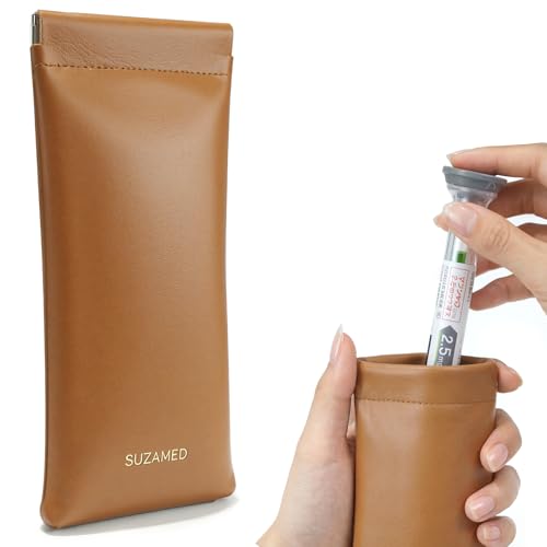 Insulin Cooler Travel Case TSA Approved, Portable Insulin Clip Pocket Carry Case Insulated Organizer for 2 Insulin Pens & Zepbound & Mounjaro Injector Pens Diabetic Supplies (Brown) - color: Brown