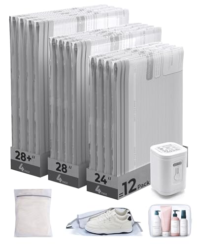 BAGSMART Vacuum Bags for Travel with Rechargeable Air Pump, Portable Space Saver Bags for Travel & Home, Vacuum Compression Seal Bag for Clothing, Blanket, 15 Pack-Gray - color: Gray, size: 15 Pcs Travel Sets