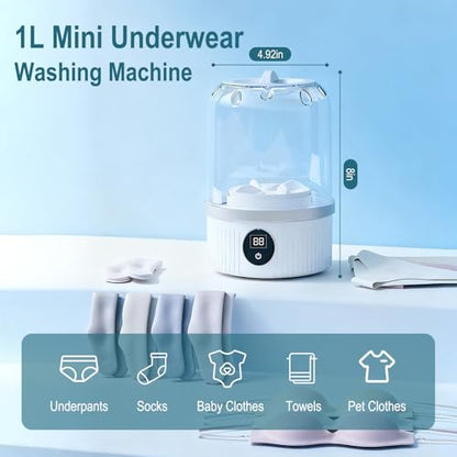 Portable Washing Machine, Compact Laundry Washer Deep Cleans Small Clothes, Socks, Underwear, Mini Washing Machine Rechargeable for Apartment, RV, Hotel, Travel & Camping Use