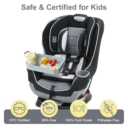 Car Seat Snack Tray for Toddlers - 3 Inch Cup Holder Fits Most Sippy Cups & Straw Bottles with Dip Well, Mess-Free Square Kids Travel Tray Road Trip Essentials, Grey - color: Grey