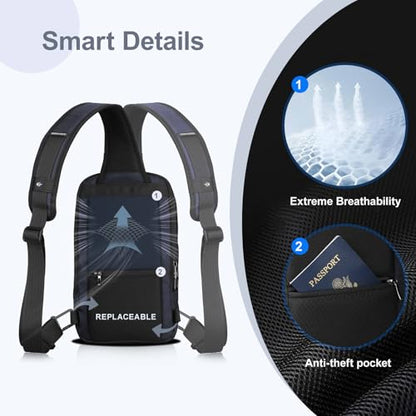 hk Sling Bag for Man, Waterproof Utility Crossbody Bag with Anti-theft Pocket for Men - color: Blue