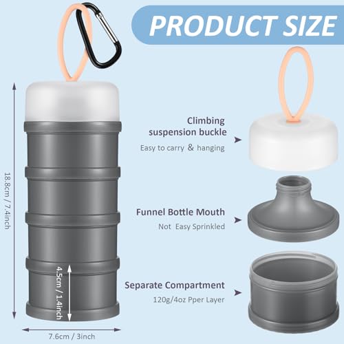 Baderke 2 Pcs Protein Powder Container with Funnels Stand, 4 Stackable Leakproof Protein Powder Dispenser, Portable Keychain Powder Container for Workout, Fitness, Travel(Black) - color: Black