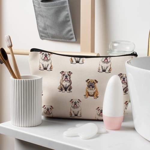 English Bulldog Dog Makeup Bag, English Bulldog Lovers Gifts Cosmetic Bag for Women, Dog Mom Lovers Owner Gifts for Women Christmas, Pet Lover Gift Zipper Travel Makeup Pouch for Purse - color: english bulldog