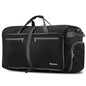 Gonex Large Foldable Travel Duffle Bag with Shoes Compartment, Packable Lightweight Water Repellent Duffel Bag for Camping Gym Weekender Bag - color: Black, size: 40L
