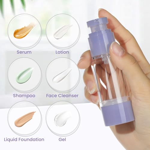 1oz 30ml Airless Pump Bottles, Refillable Leak Proof Travel Pump Bottle Toiletry Cosmetic Skincare Containers for Lotion Toner Gel Foundation (3 Pieces) - color: Green Blue Purple