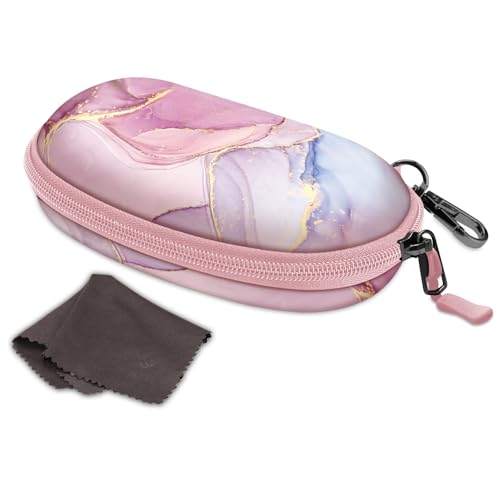 Fintie Sunglasses Case with Carabiner, Hard Shell Shockproof Sport Glasses Cases Travel Zipper Eyeglasses Holder, Glittering Marble - color: Glittering Marble