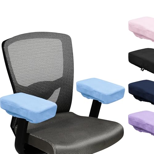 SPRING SEAON Office Chair Arm Covers Soft Memory Foam Arm Rest Pads Short Plush Gaming Chair Armrest Cushion Provide Cushioning for Elbows and Forearms 2 Pack Chair Covers for Arms Light Blue - color: Light Blue
