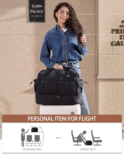 LOVEVOOK Travel Duffel Bag, Gym Bag for Women, Large Weekender Overnight Bags with Shoe Compartment, 38L Carry on Gym Hospital Bag with Wet Pocket, 2 Pcs - color: Khaki, size: Large-2 Pcs