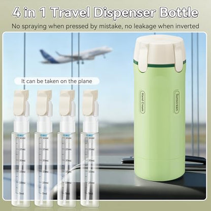 4 in 1 Travel Dispenser Bottle, 30ML/Pack Squeeze Bottles, Portable Refillable Containers for Toiletries/Shampoo/Conditioner/Shower Gel (Green) - color: Green
