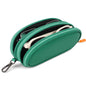 Double Eyeglasses Case Soft Portable Zipper Sunglasses Pouch with Keychain Clip for Men Women - color: Green Pu