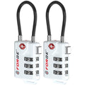 Forge TSA Approved Cable Luggage Locks, Re-settable Combination with Alloy Body(White 2 Locks) - color: WHITE 2PK