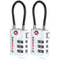Forge TSA Approved Cable Luggage Locks, Re-settable Combination with Alloy Body(White 2 Locks) - color: WHITE 2PK