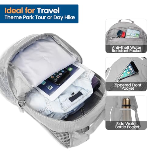 ZOMAKE Ultra Lightweight Packable Backpack 25L, Foldable Hiking Backpacks Water Resistant Small Folding Daypack for Travel(Sliver Grey) - color: Sliver Grey