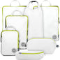 Large Compression Packing Cubes for Travel-Packing Cube Luggage Organizers 7 Piece Set for Checked Luggage-Ultralight, Expandable/Compression Bags by TRIPPED Travel Gear (White/Green) - color: White/Green