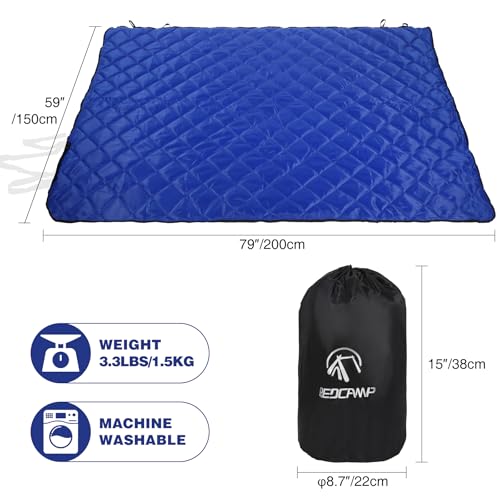 REDCAMP Large Warm Camping Blanket with Sherpa Lining, Cold Weather Outdoor Windproof Blanket for Camping Stadium, Machine Washable 59"x 79" Blue - color: 59"x 79" Blue