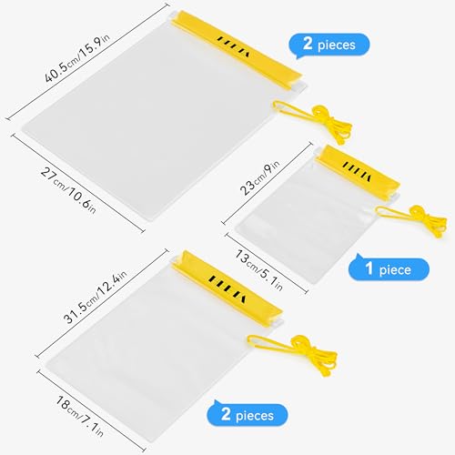 HEETA 5-Pack Clear Waterproof Dry Bag Pouch, Water Tight Cases Dry Bags Document Holder for Camera Mobile Phone Maps, Kayaking Boating - color: Yellow