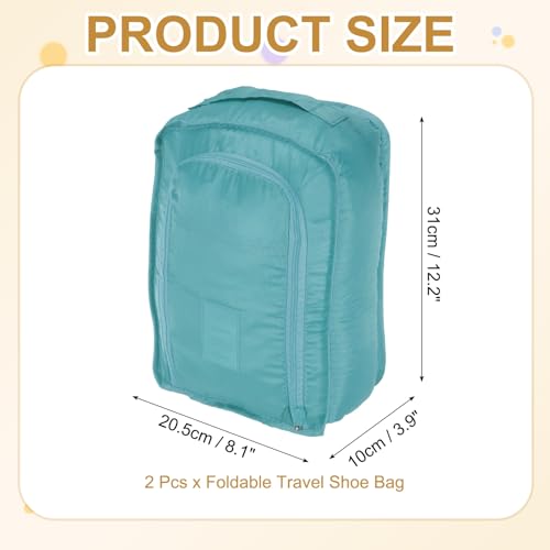 Foldable Travel Shoe Bag, Waterproof Shoe Pouches Organizer with Handle Travel Packing Cubes -Fitting for Storing (Sneakers/Sandals/Fitness Shoes) 2 Pcs & Light Blue - color: Light Blue