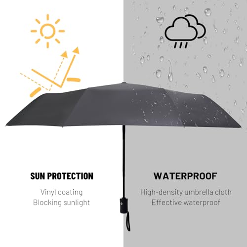 SY COMPACT Travel Umbrella - Windproof Automatic Compact Umbrella for Rain, Lightest 8-Rib, Small, Strong & Portable, Durable Grip, Fits Backpack & Car, Factory Direct (UV Available) - color: UPF-Peach