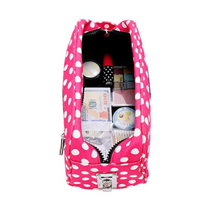 Vaultz Locking Nylon Travel Kit, 10 x 5.75 x 5 Inches, Pink/White Polka Dots (VZ03512) - color: Pink/White Polka Dots, size: 5.75 x 5 x 10 inches