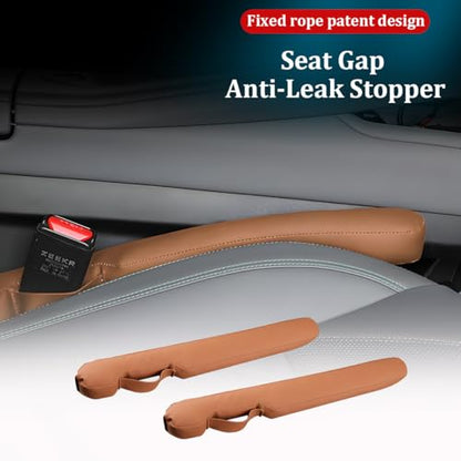 Car Seat Gap Filler, 2PCS Between Vehicle Seats Console Organizer Stop Things from Dropping, Automotive Interior Chair Gap Coverage Fill, Universal for SUV Automobile Truck (Brown) - color: Brown
