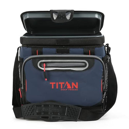 Titan by Arctic Zone Deep Freeze Cooler - Zipperless Hardbody Cooler - Deep Freeze Insulation, HardBody Liner, and SmartShelf - color: Navy Blue, size: 16 Can