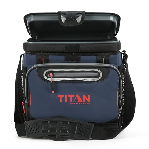 Titan by Arctic Zone Deep Freeze Cooler - Zipperless Hardbody Cooler - Deep Freeze Insulation, HardBody Liner, and SmartShelf - color: Navy Blue, size: 16 Can