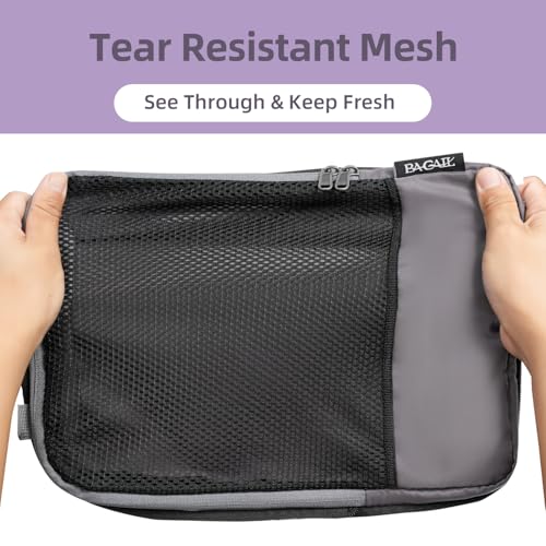 BAGAIL 4 Set/6 Set/8 Set Compression Packing Cubes Travel Accessories Expandable Packing Organizers (Half Mesh, 6-Dark Grey) - color: 6-Dark Grey, style: Half Mesh