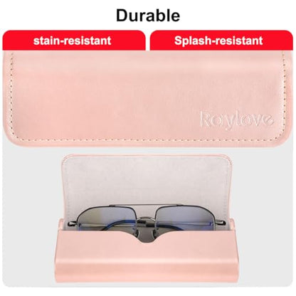 RayLove Hard Shell Glasses Case, Lightweight Leather Eyeglass Case, Travel-Friendly Sunglasses Protector for Men & Women - color: Rose Gold