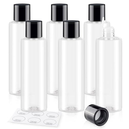 Clear 200ML/6.8OZ Travel Size Toiletries, 6 Pack Plastic Travel Bottles, Double Leak Proof Travel Size Containers for Shampoo, Lotion, Body Wash, Refillable Empty Travel Bottles with 6pcs Labels - color: Clear, size: 200ml(6pcs)